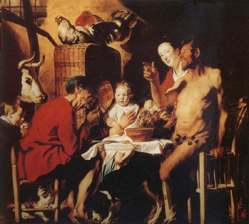 Jacob Jordaens The Satyr and the Farmer's Family oil painting image